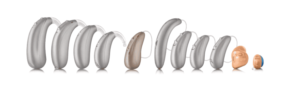 Image showing a range of Unitron hearing aids
