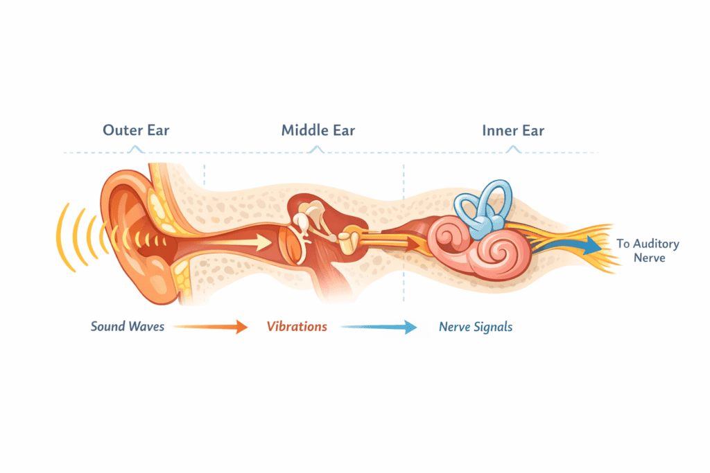 how sounds travel through the ear