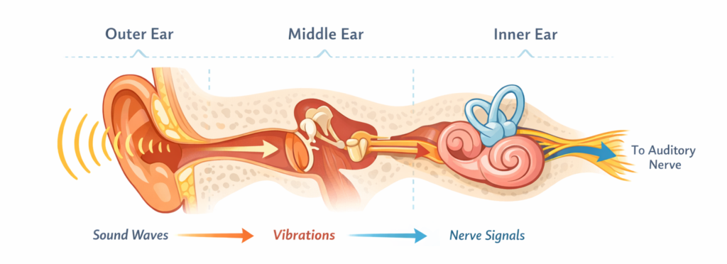 how sounds travel through the ear