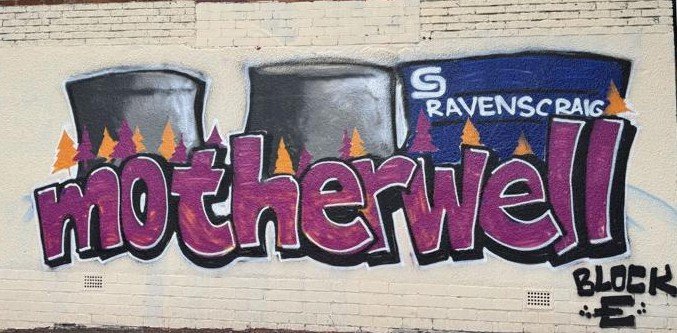 Motherwell community mural representing Audibility’s support for We Love Lanarkshire